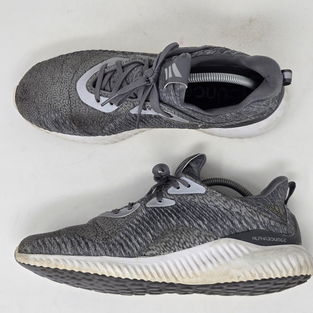 Adidas Men's Alphabounce BY4327 Gray Running Shoes Sneakers Size 9.5 Reflective